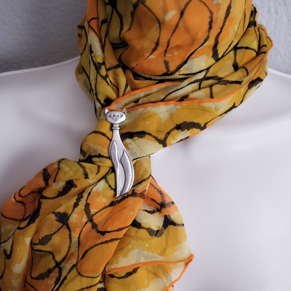 Sterling Silver Cat Brooch Pin • Mid-Century Vintage • Kitty 50s Beaucraft - Picture 2 of 4